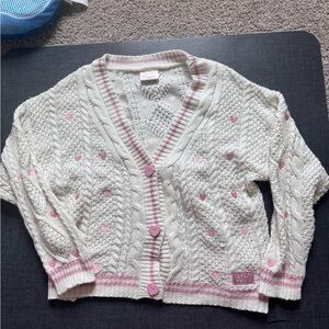 Taylor Swift lover Cardigan with Pink Heart Buttons & Trim